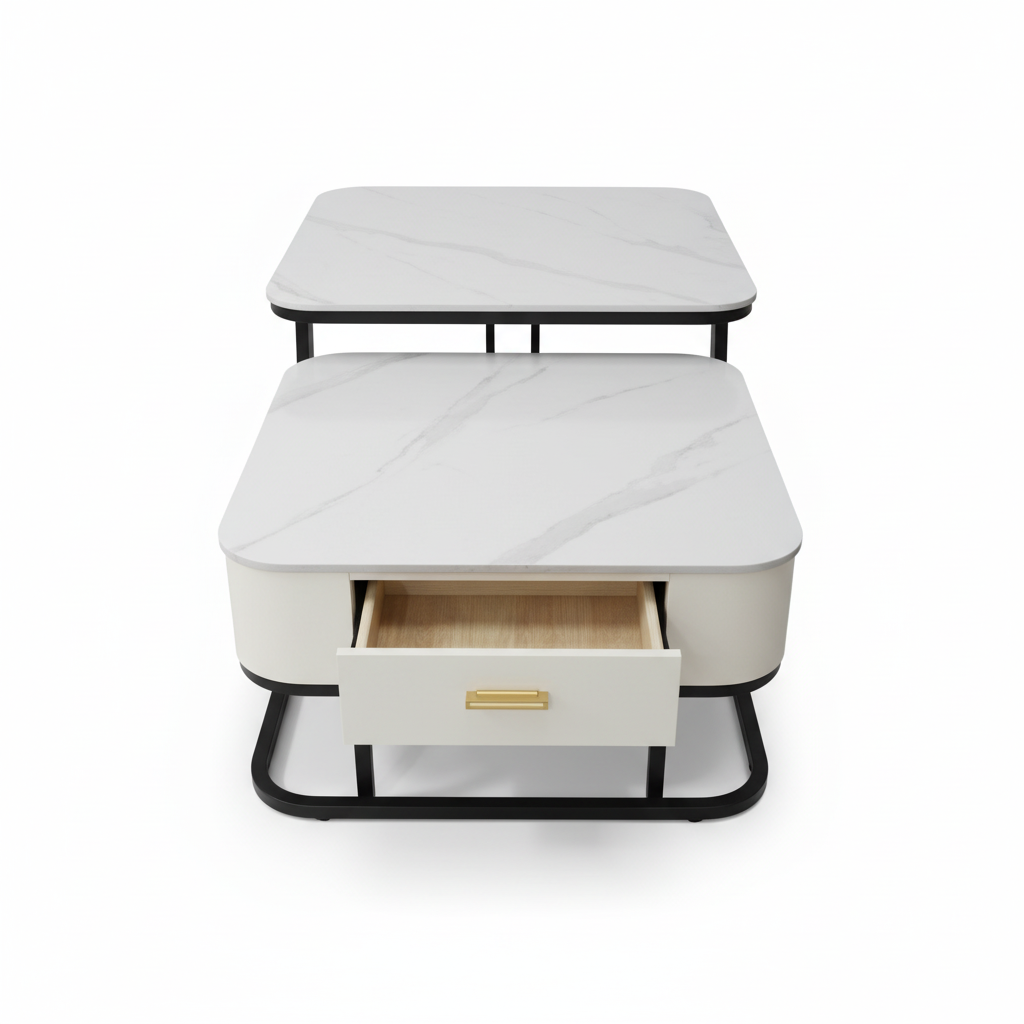 Coffee Table Set (1+1) | IH 95 | White | 70x70x45 & 60x60x37.5 cm