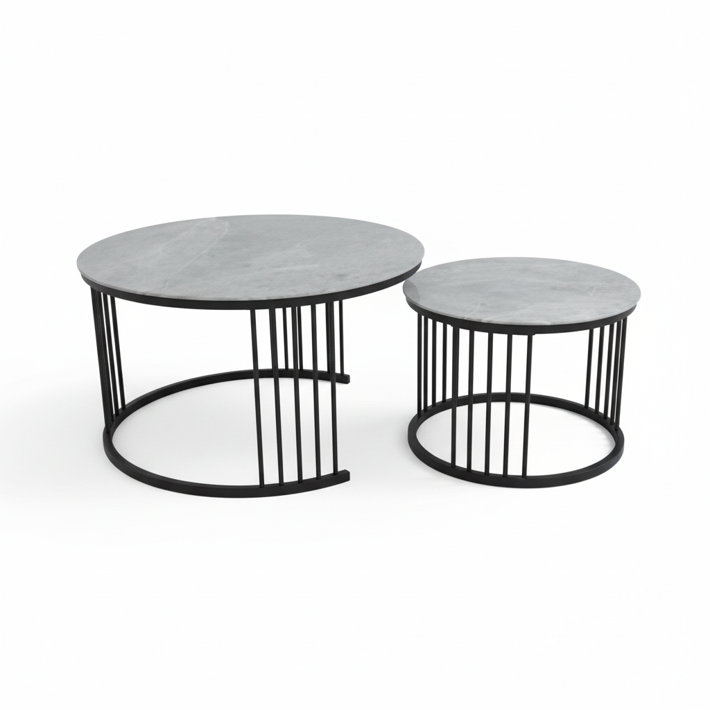 Sintered Stone Coffee Table Set (1+1) | IH 2503 | 70x70 & 50x50 cm