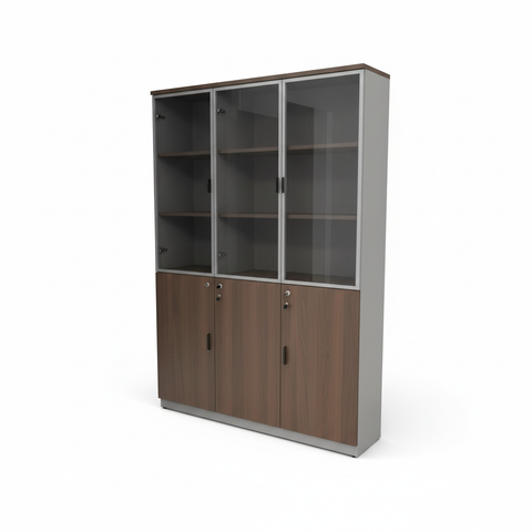 Book Cabinet 3-Door Beech White | 200x120x40cm Aluminum Frame Storage UAE