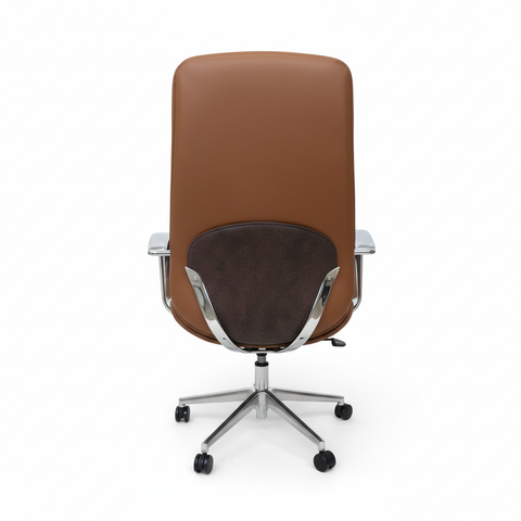 Premium High Back Office Chair Beige & Brown | Ergonomic PU Leather Executive Chair UAE