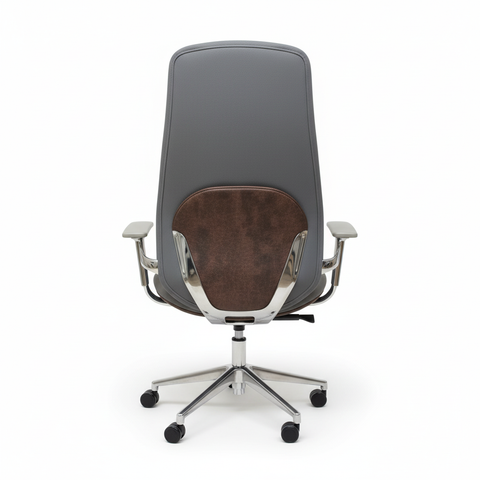 Premium High Back Office Chair Beige & Grey | Ergonomic PU Leather Executive Chair UAE