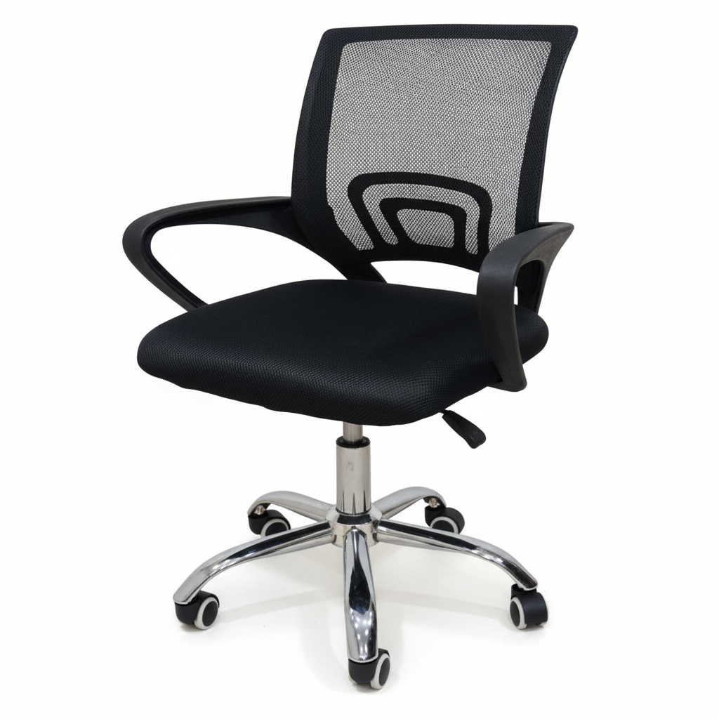 Low Back Mesh Office Chair UAE | Ergonomic Chrome Base | Black IH 508