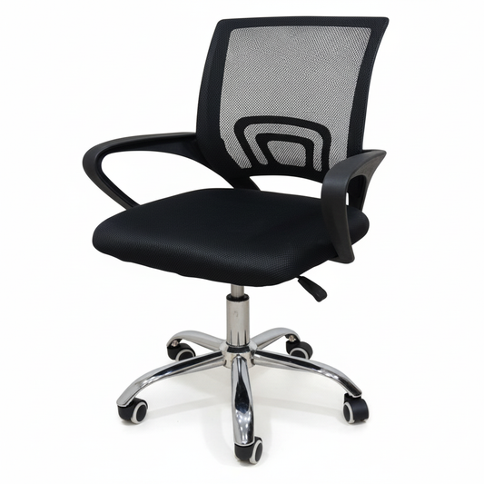 Low Back Mesh Office Chair UAE | Ergonomic Chrome Base | Black IH 508