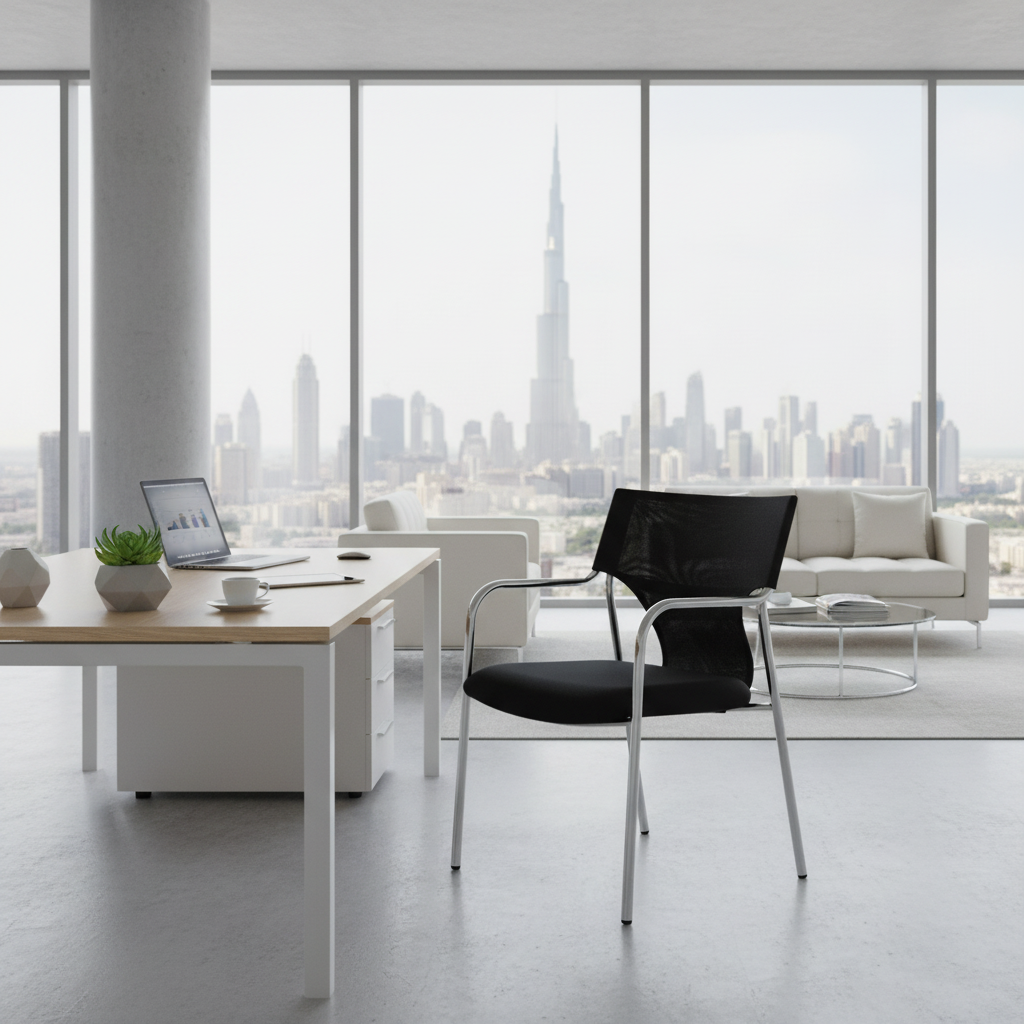 Premium Black Visitor Chair IH 089 BRN | UAE Office Furniture