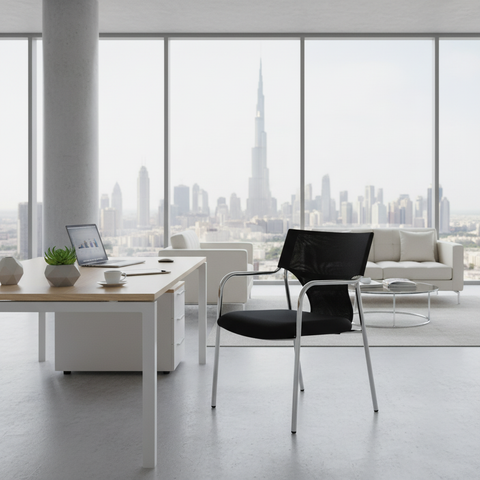 Premium Black Visitor Chair IH 089 BRN | UAE Office Furniture