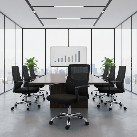 Medium Back Mesh Office Chair UAE | Ergonomic Chrome Base | Dubai Abu Dhabi | IH 8009