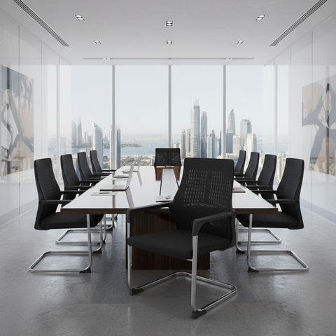 Mesh Back Visitor Chair with Chrome Base | Office Guest Seating UAE | IH 2019 GRY