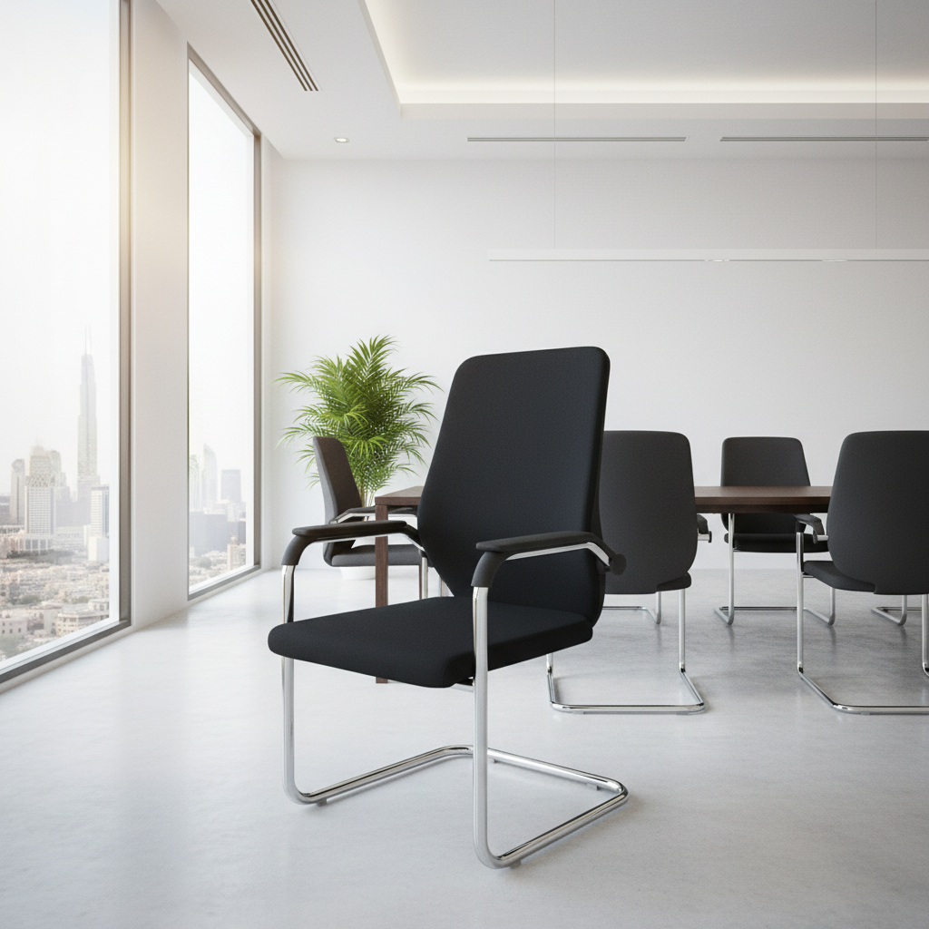 Mesh Back Visitor Chair UAE | Chrome Base Office Chair Dubai | IH 306V