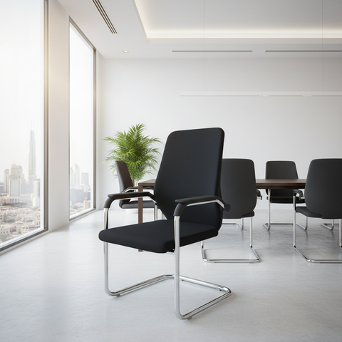 Mesh Back Visitor Chair UAE | Chrome Base Office Chair Dubai | IH 306V