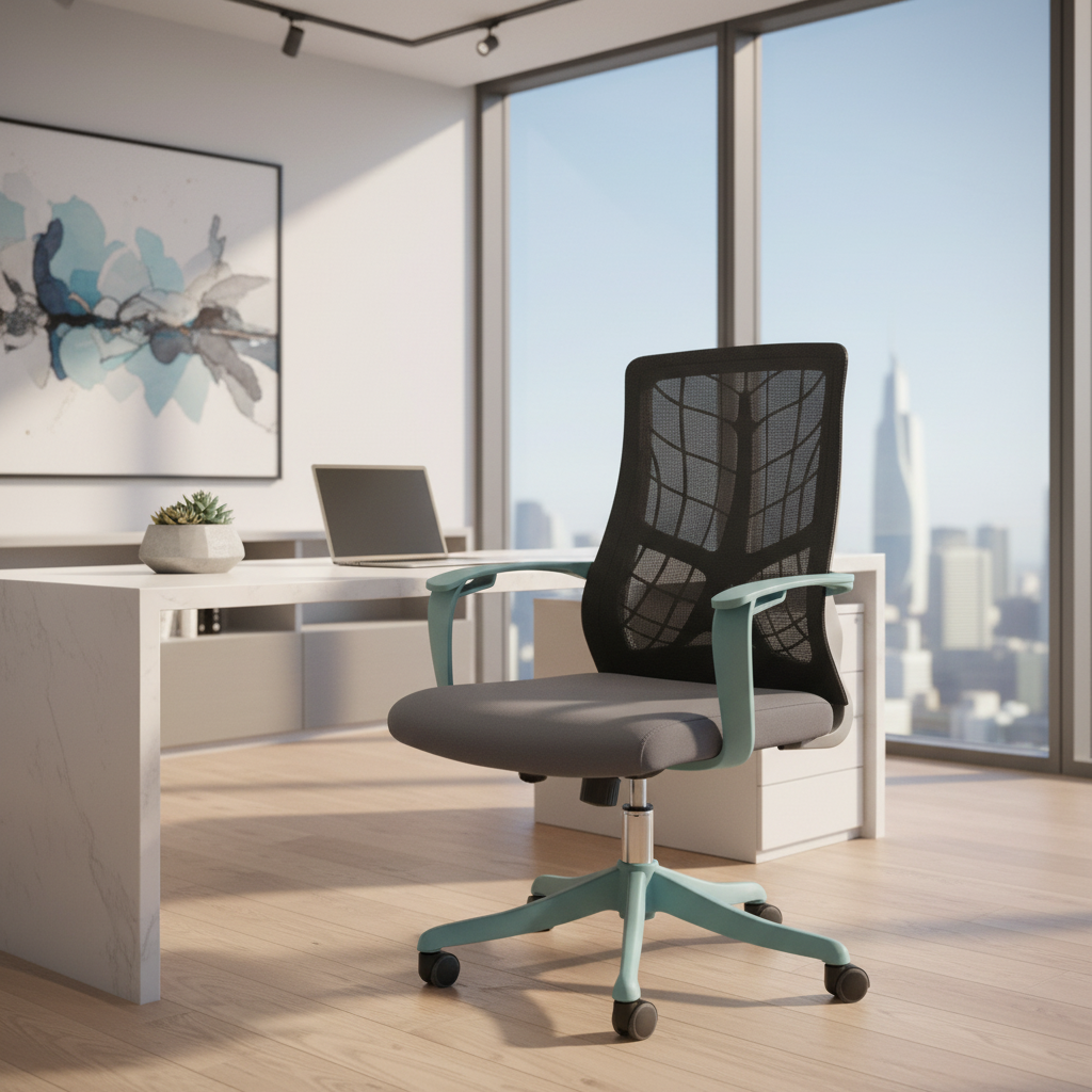 Medium Back Mesh Office Chair UAE | Ergonomic Chrome Base | Dubai Abu Dhabi | IH 8008M