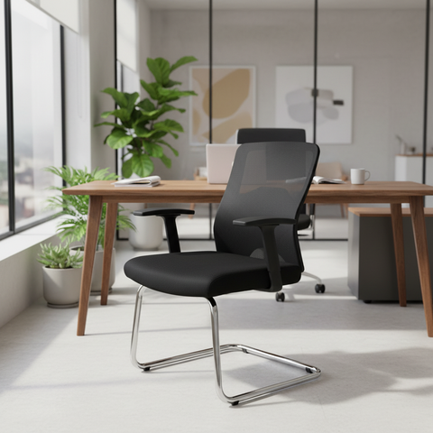 Black Visitor Chair IH 812 V - Premium Office Seating UAE