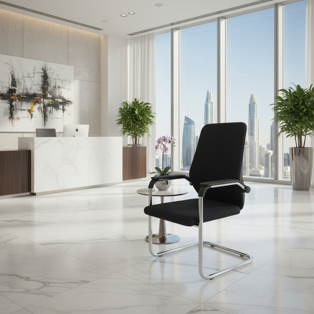 Mesh Back Visitor Chair UAE | Chrome Base Office Chair Dubai | IH 306V