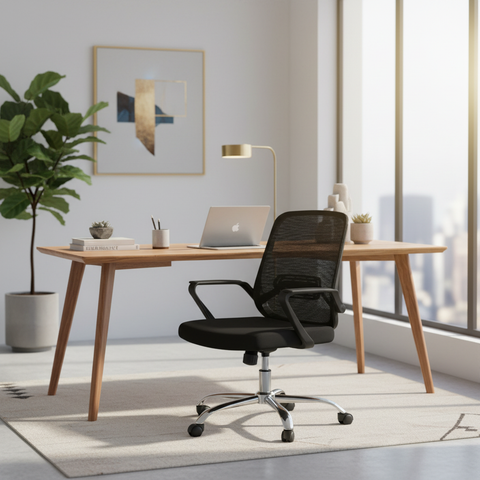 Medium Back Mesh Office Chair UAE | Ergonomic Chrome Base | Dubai Abu Dhabi | IH 9397 GRY