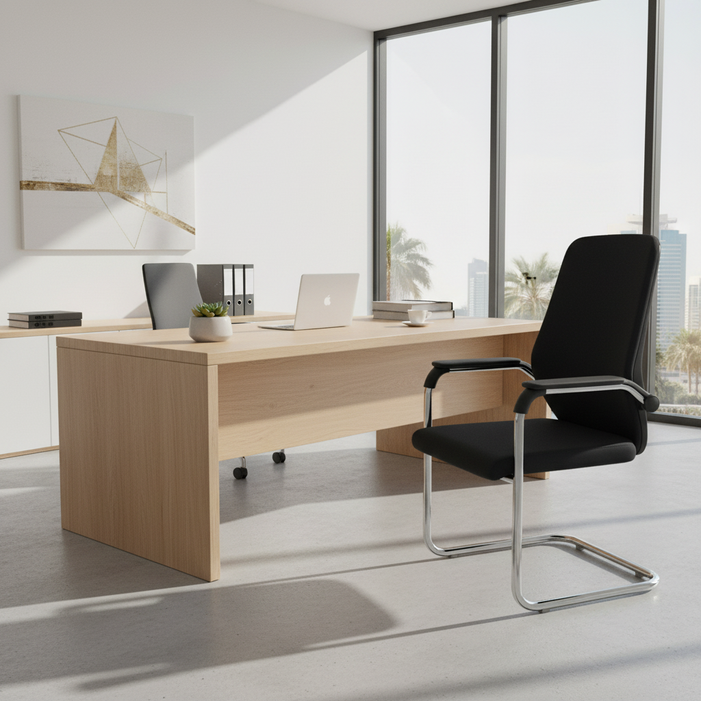 Mesh Back Visitor Chair UAE | Chrome Base Office Chair Dubai | IH 306V