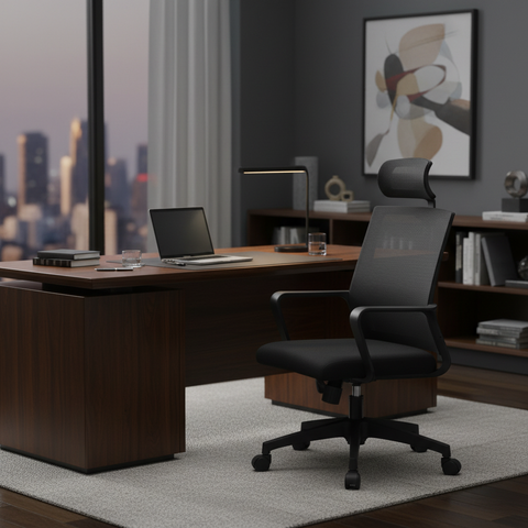 Ergonomic Office Chair with Headrest UAE | Medium Back Executive Chair Dubai | IH 5004