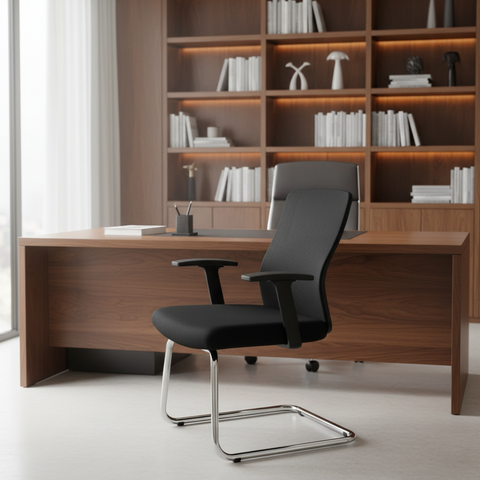 Black Visitor Chair IH 812 V - Premium Office Seating UAE
