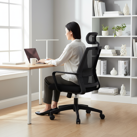 Ergonomic Office Chair with Headrest UAE | Medium Back Executive Chair Dubai | IH 5004