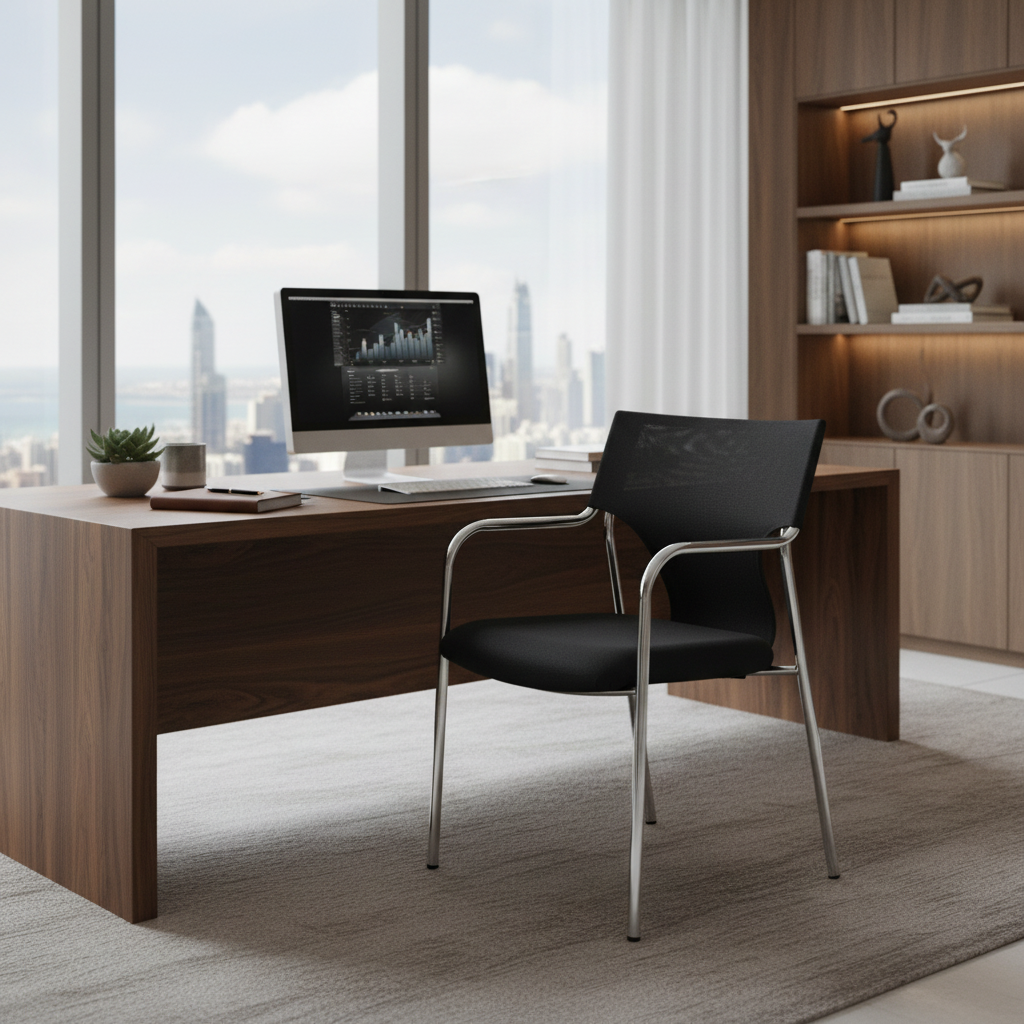 Premium Black Visitor Chair IH 089 BLK | UAE Office Furniture