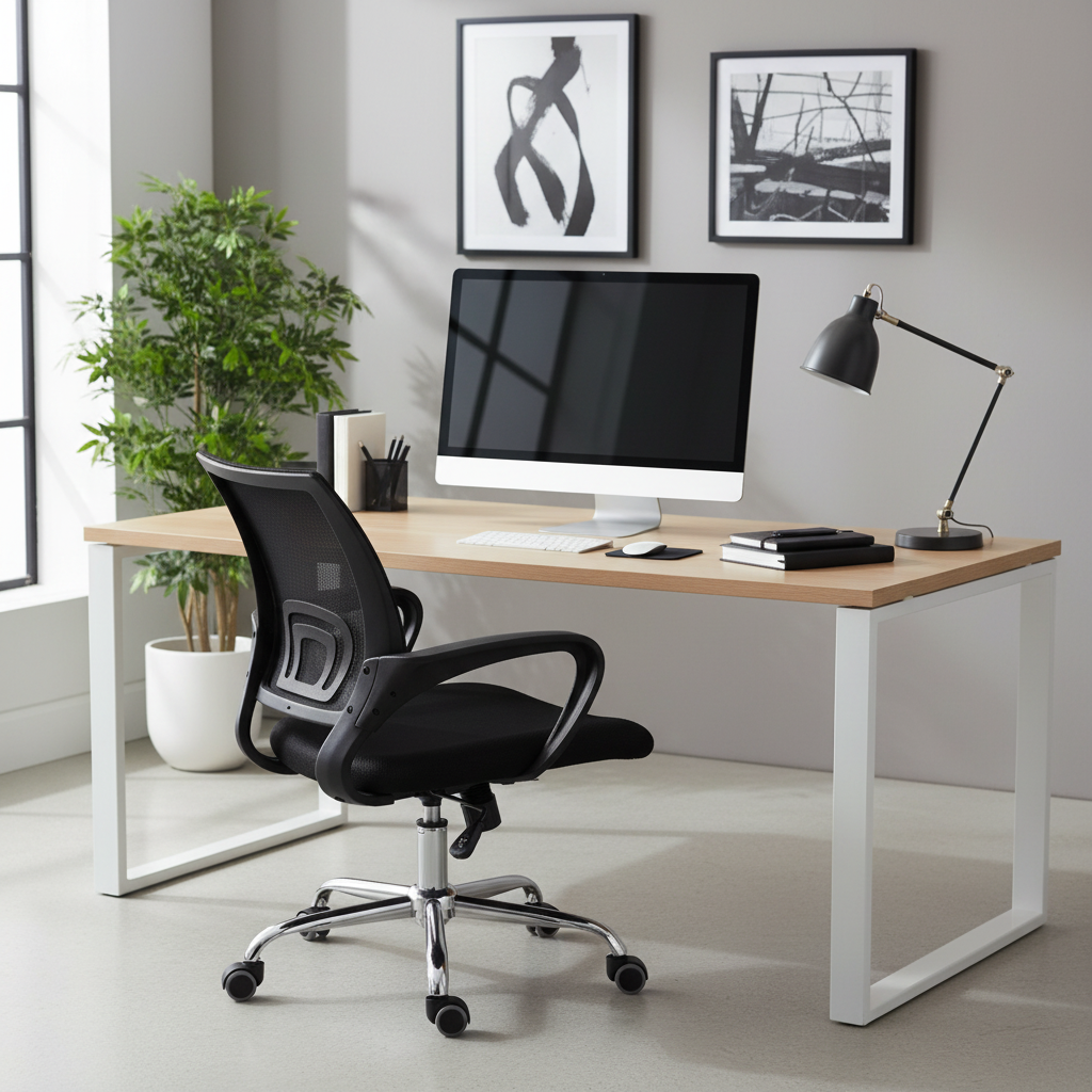 Low Back Mesh Office Chair UAE | Ergonomic Chrome Base | Black IH 509
