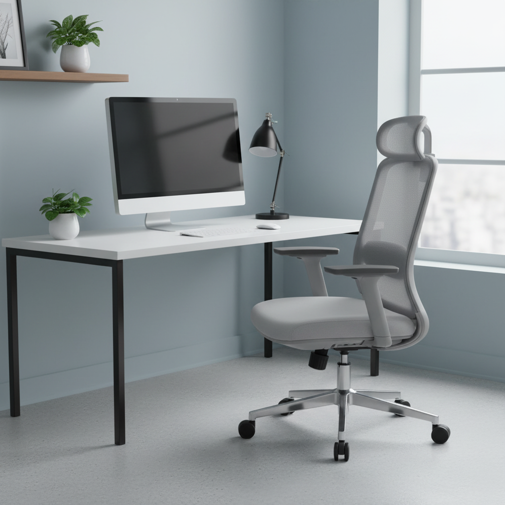 Ergonomic Mesh Grey Office Chair with Headrest - High Back Executive Chair UAE | IH 889-A