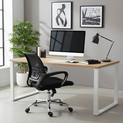 Low Back Mesh Office Chair UAE | Ergonomic Chrome Base | Black IH 509