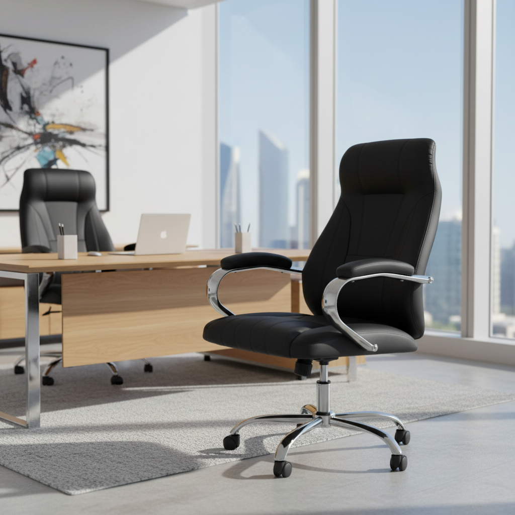 Executive Office Chair Black - High Back PU Leather Ergonomic Chair UAE | IH 923