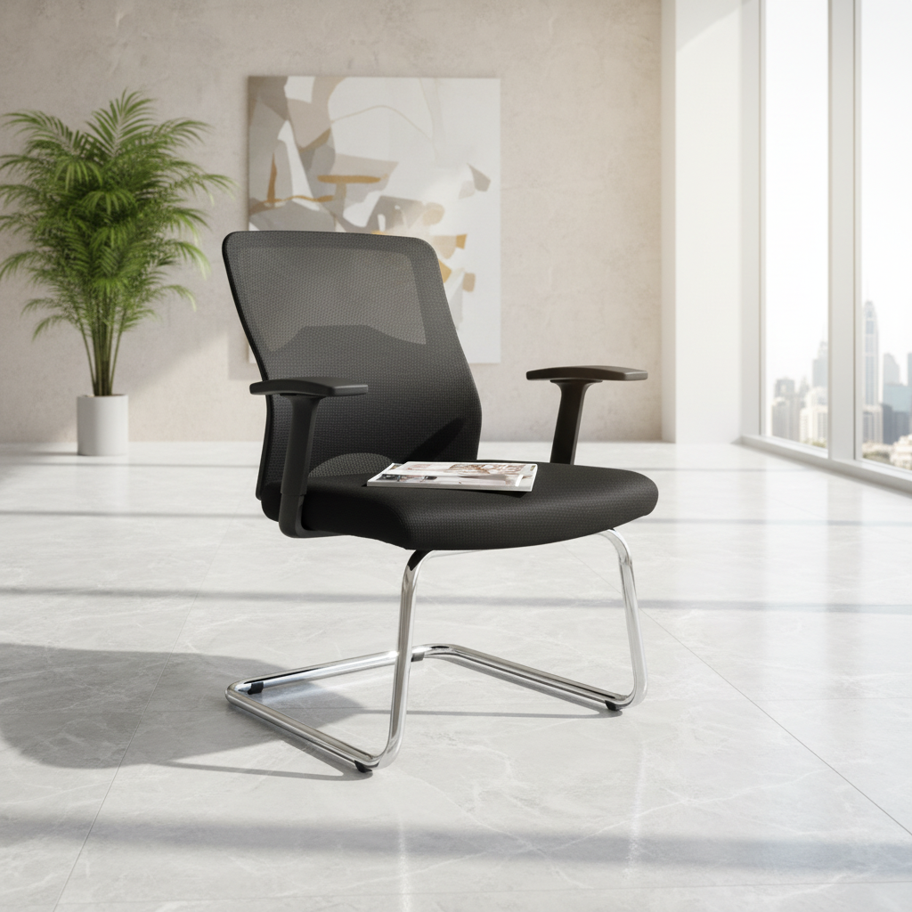 Black Visitor Chair IH 812 V - Premium Office Seating UAE