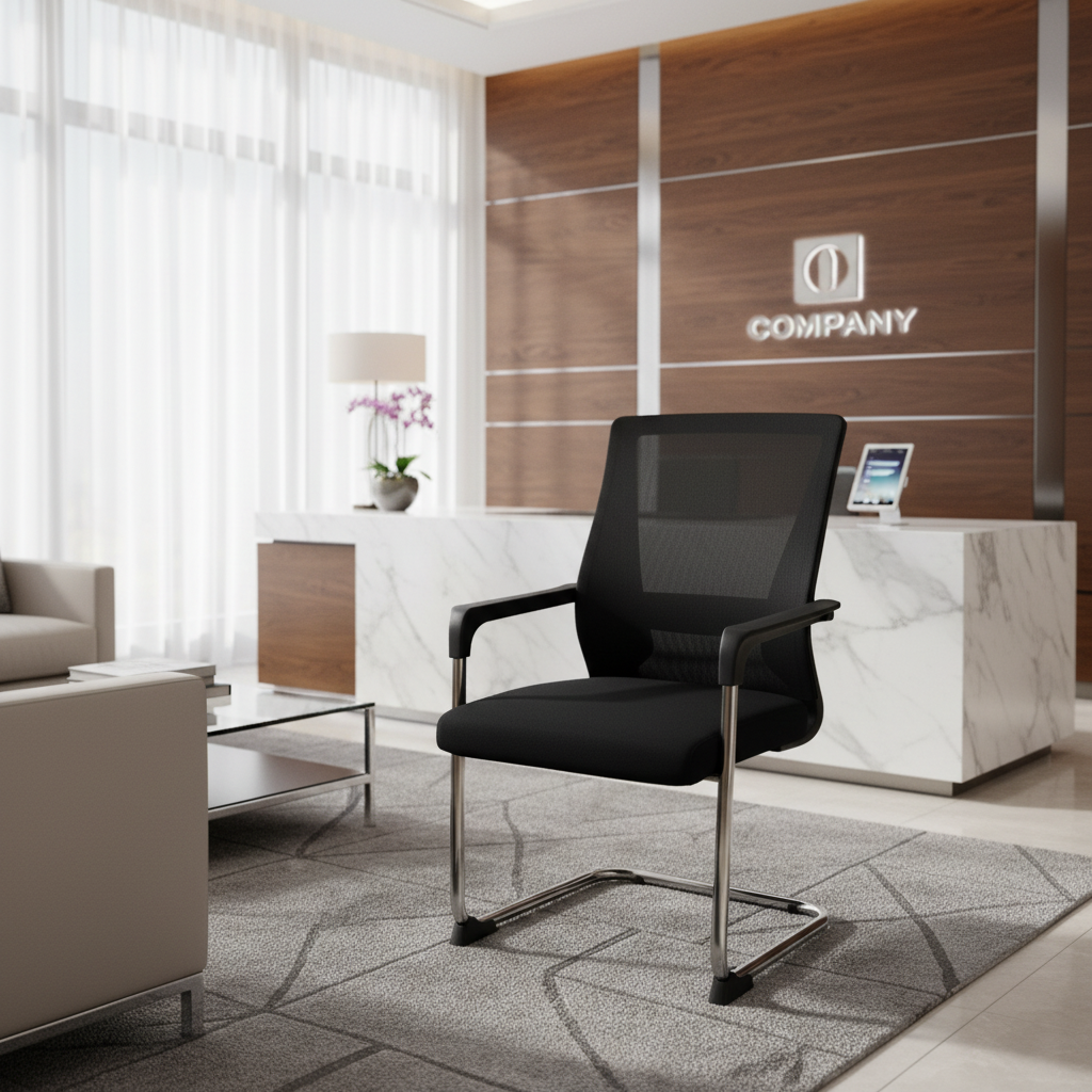 Mesh Back Visitor Chair UAE | Chrome Base Office Chair Dubai | INFINI HOMES | IH 9001