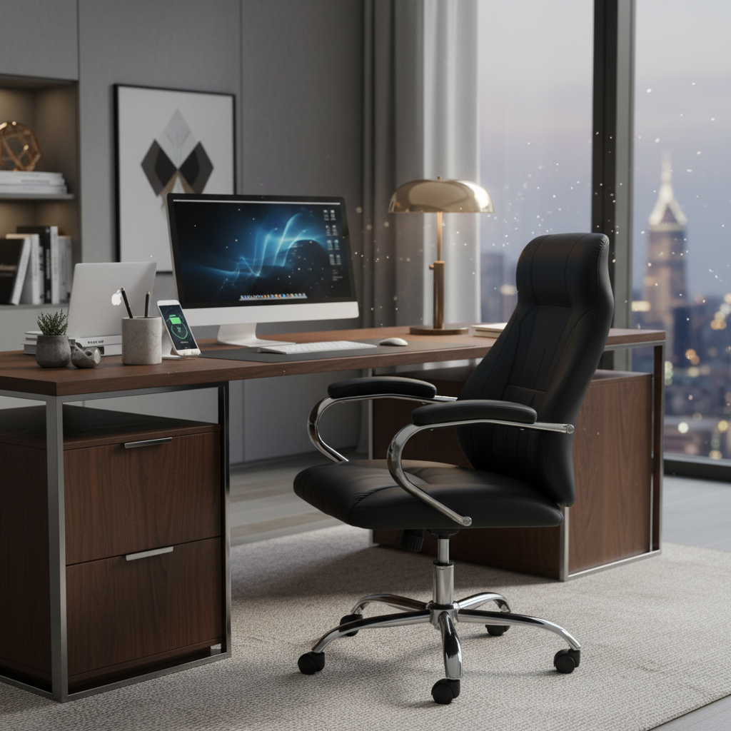 Executive Office Chair Black - High Back PU Leather Ergonomic Chair UAE | IH 923