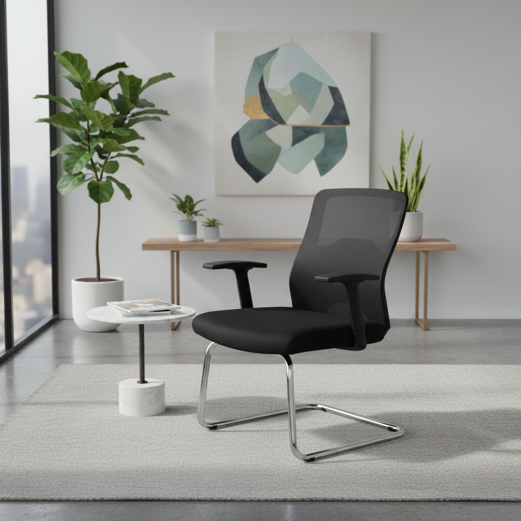 Black Visitor Chair IH 812 V - Premium Office Seating UAE