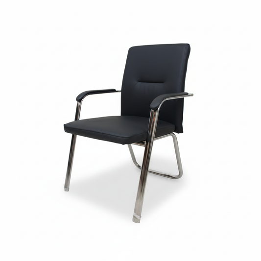 PU Visitor Chair with Chrome Arms - Premium Office Seating UAE | IH 827