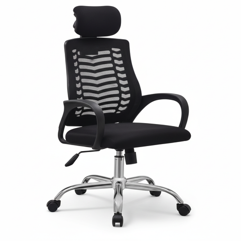 Medium Back Office Chair with Headrest UAE | Ergonomic Chrome Base | Dubai Abu Dhabi | IH 5003