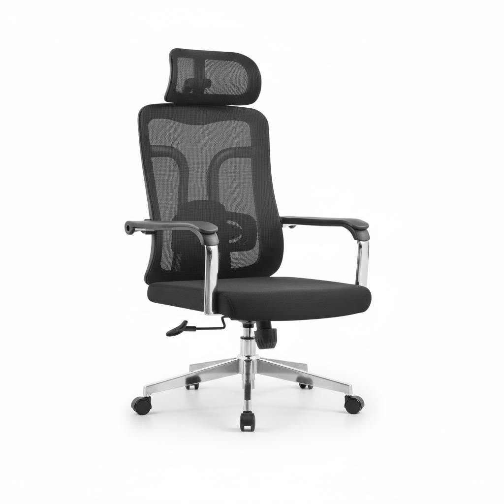 Ergonomic Mesh Office Chair with Headrest - High Back Executive Chair UAE | Chrome Base | IH A-215-S