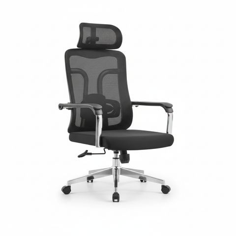 Ergonomic Mesh Office Chair with Headrest - High Back Executive Chair UAE | Chrome Base | IH A-215-S
