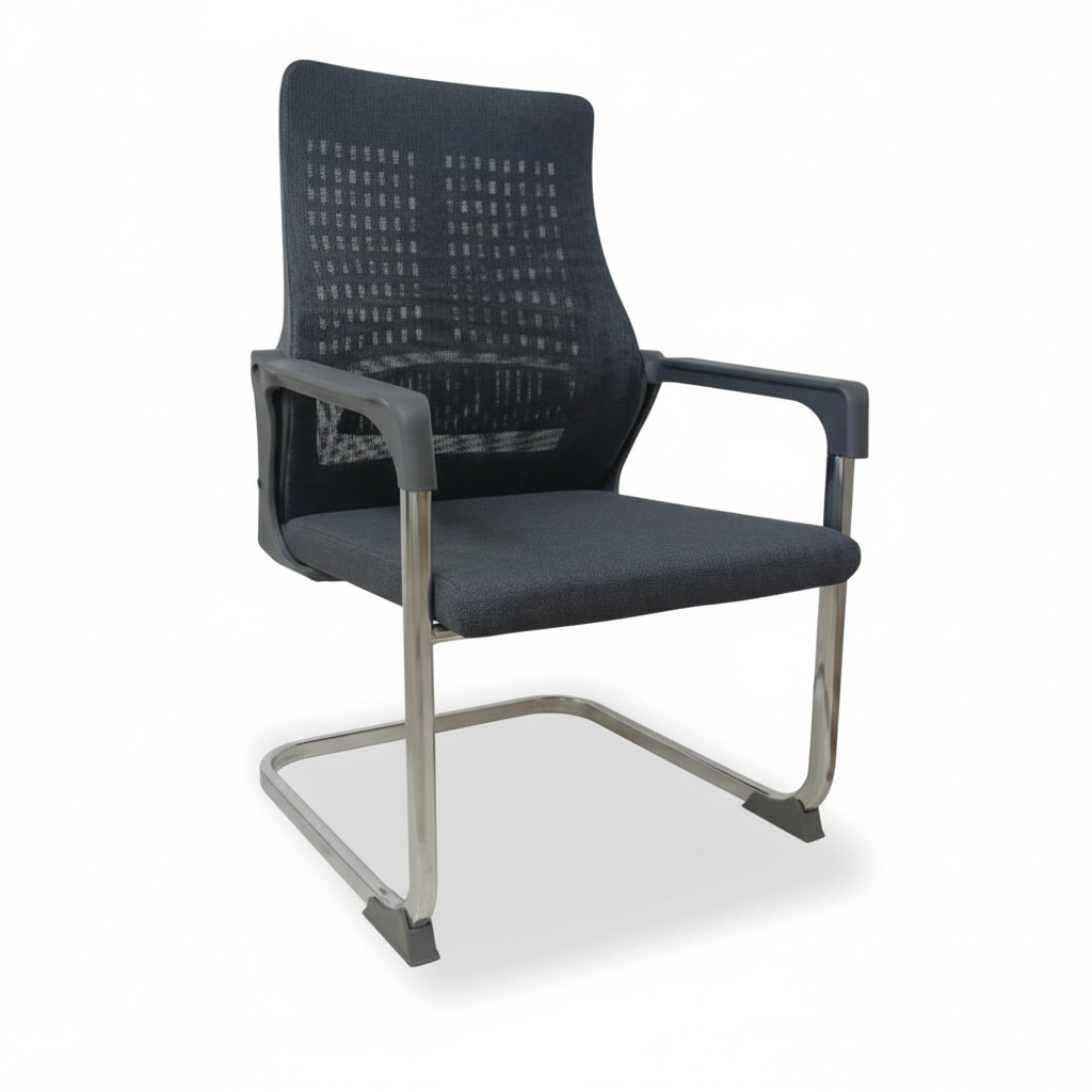 Mesh Back Visitor Chair with Chrome Base | Office Guest Seating UAE | IH 2019 GRY