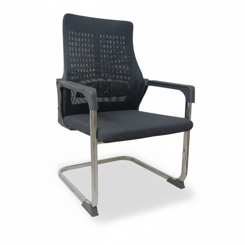 Mesh Back Visitor Chair with Chrome Base | Office Guest Seating UAE | IH 2019 GRY