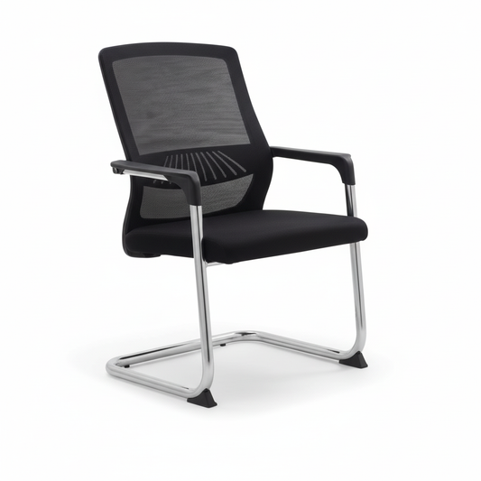 Mesh Back Visitor Chair UAE | Chrome Base Office Chair Dubai | IH 1003 BLK