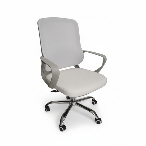 Medium Back Mesh Office Chair UAE | Ergonomic Chrome Base | Dubai Abu Dhabi | IH 1021G WHT