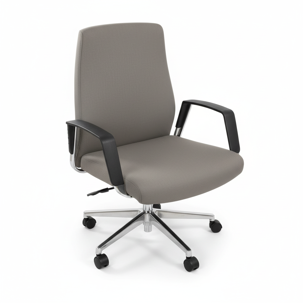Premium Office Chair Low Back PU Leather Grey | UAE Delivery