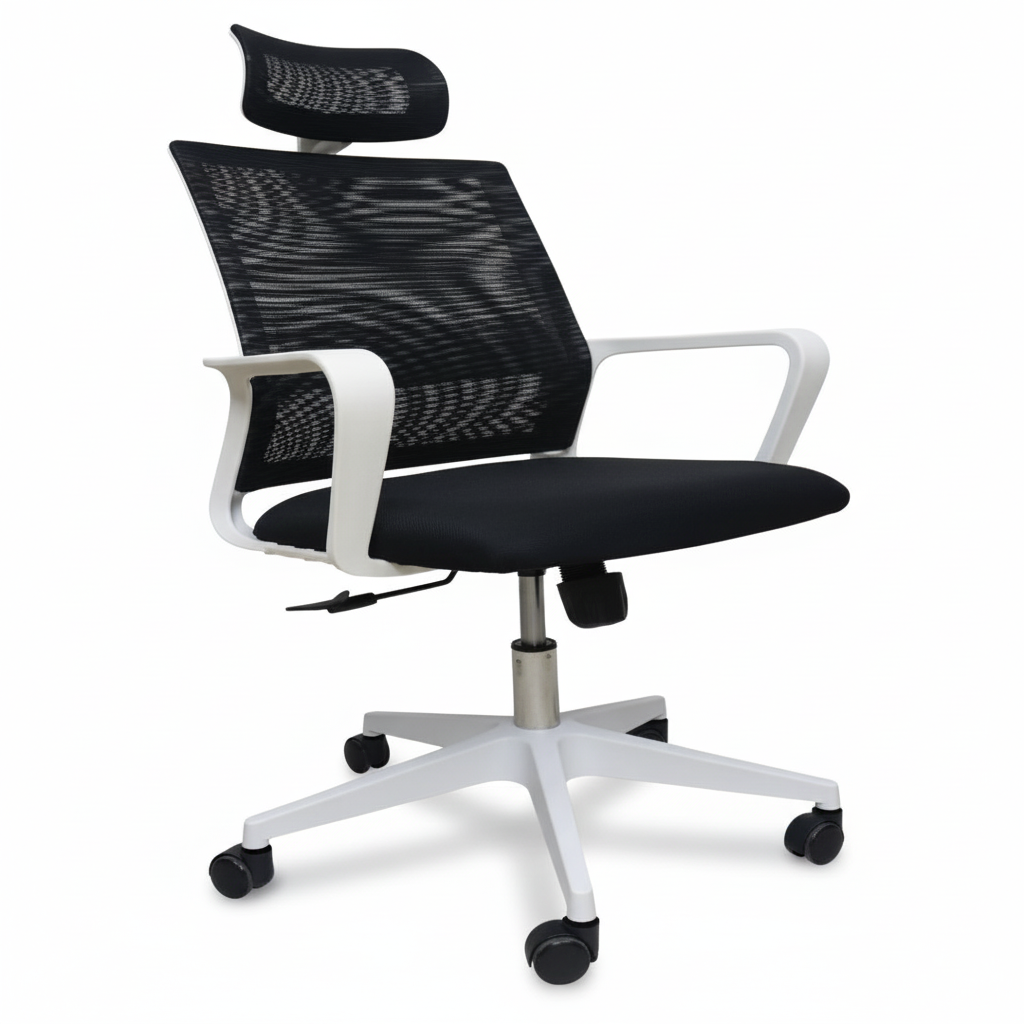 Ergonomic Mesh High Back Office Chair with Headrest UAE | White Executive Chair Dubai | IH 128H