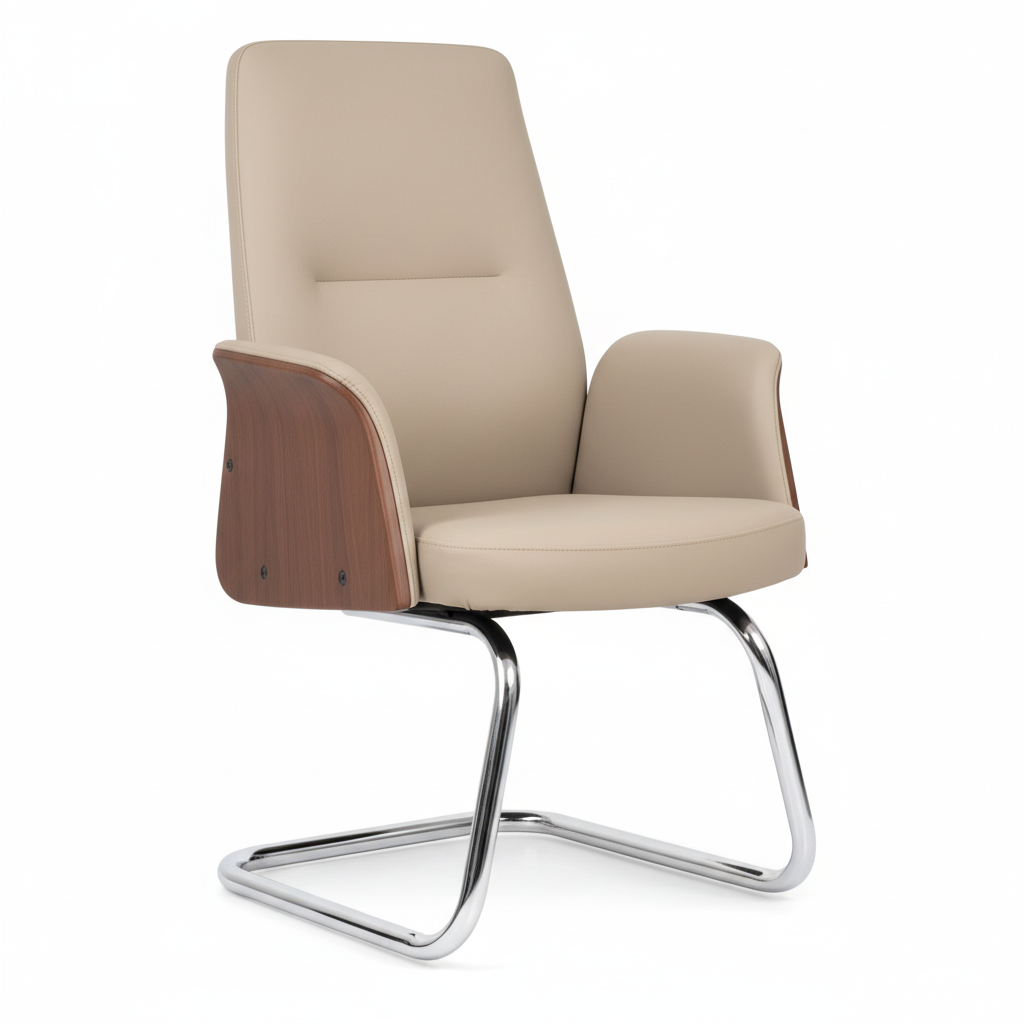 Model Roe VC Visitors Executive PU Office Chair – Grey & Walnut