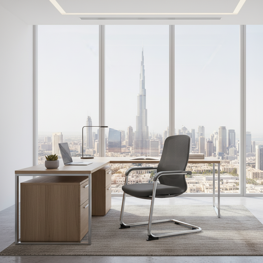 Ergonomic Mesh Visitor Chair Grey - Office Guest Chair UAE with Chrome Arms & Base | IH 202