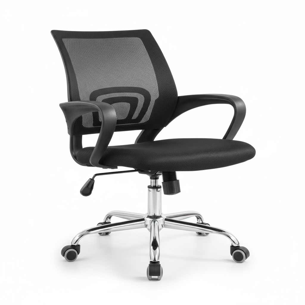 Low Back Mesh Office Chair UAE | Ergonomic Chrome Base | Black IH 509 (7825) BLK