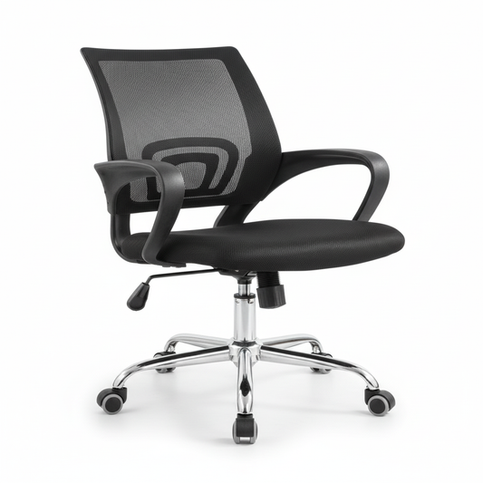 Low Back Mesh Office Chair UAE | Ergonomic Chrome Base | Black IH 509 (7825) BLK