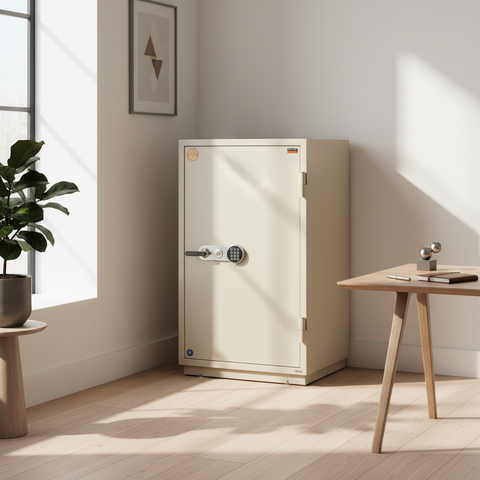 Valberg FRS-133 EL Fire-Resistant Safe – White, Digital + Key Lock System