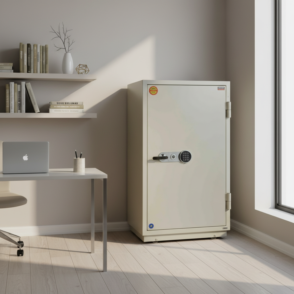 Valberg FRS-133 EL Fire-Resistant Safe – White, Digital + Key Lock System