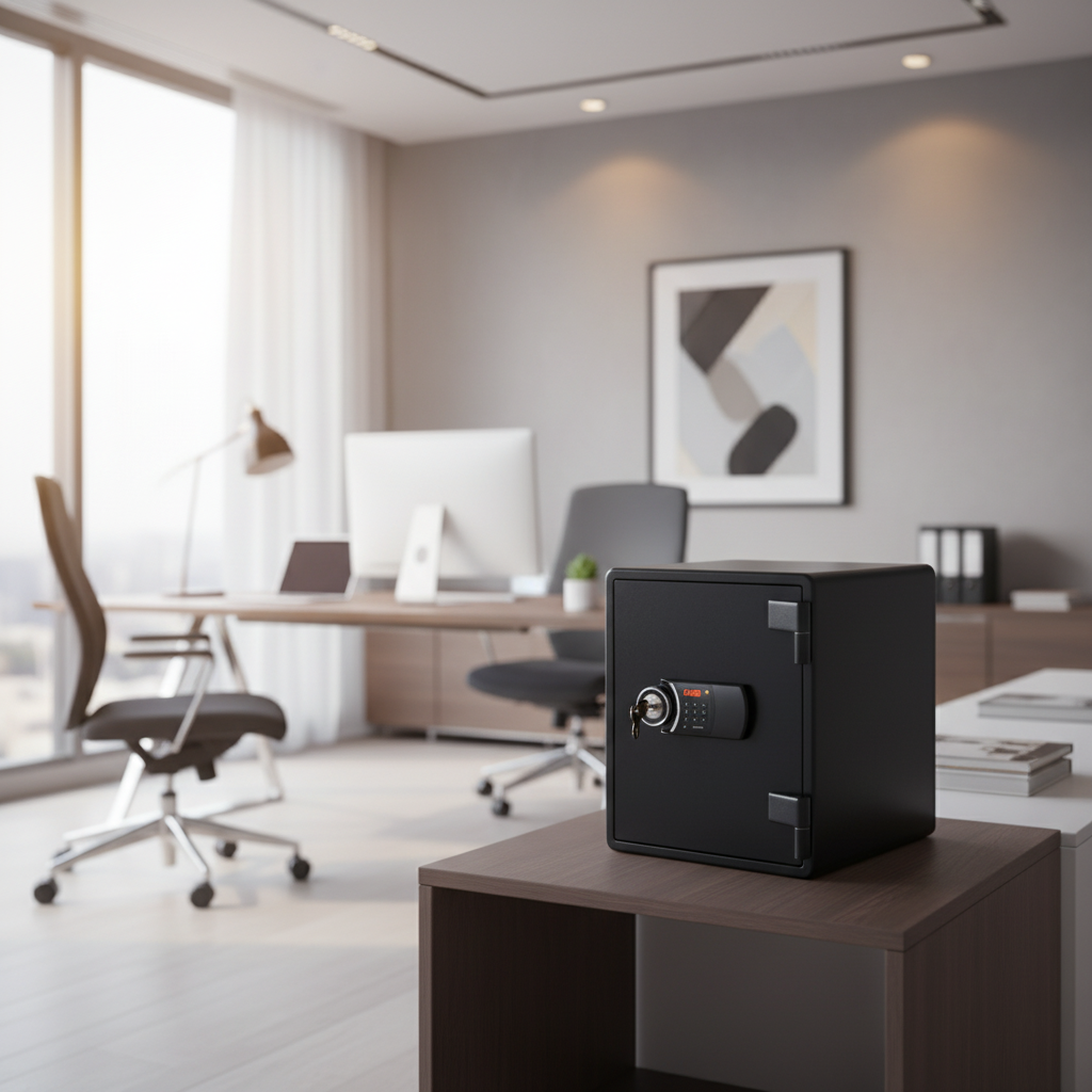 Eagle YES-031DK Fire-Resistant Safe – Black, Digital + Key Lock System