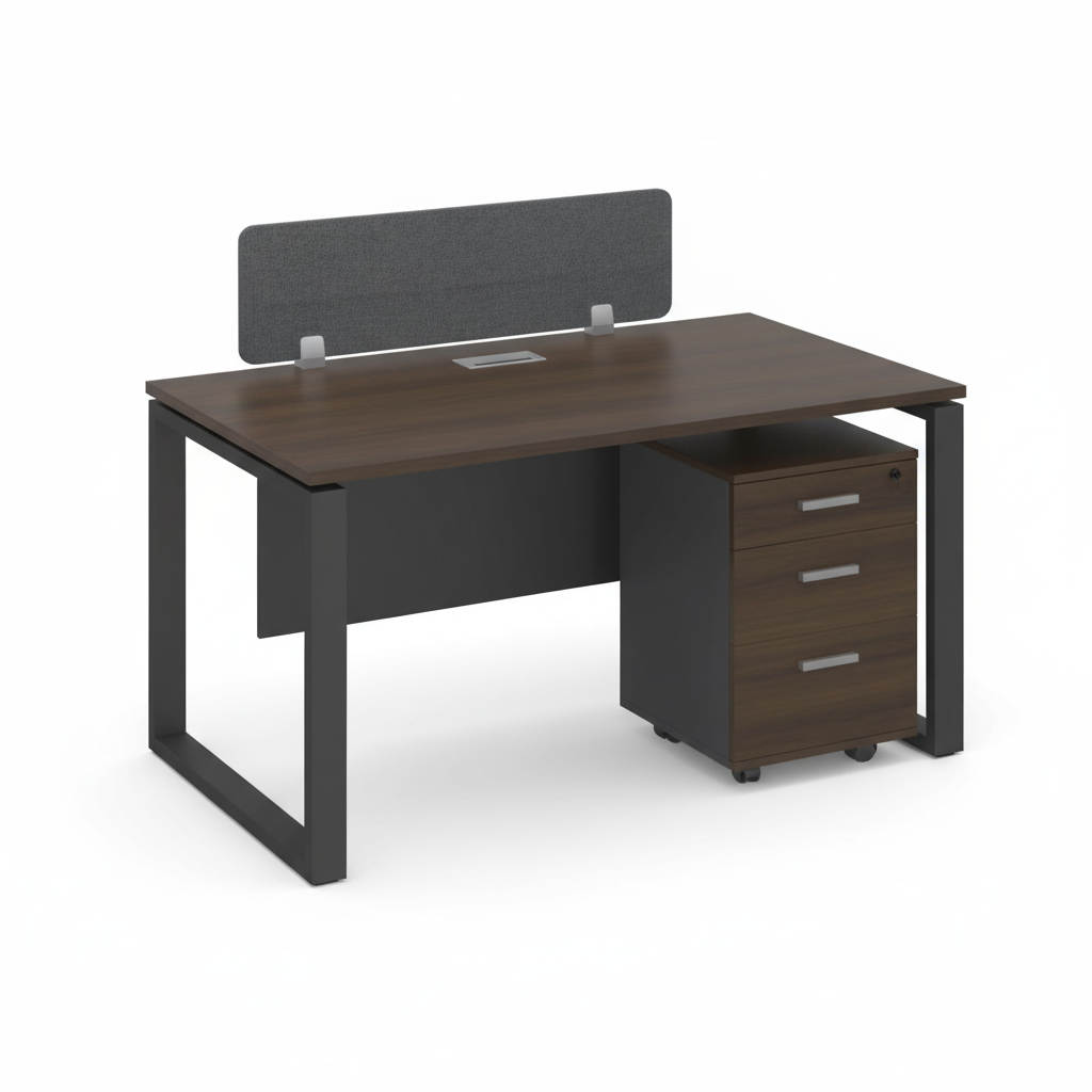 INFINI HOMES 1 Person Workstation UAE - Model KN-205-WS-1P-BG Walnut Grey 120x60cm Dubai Abu Dhabi Sharjah