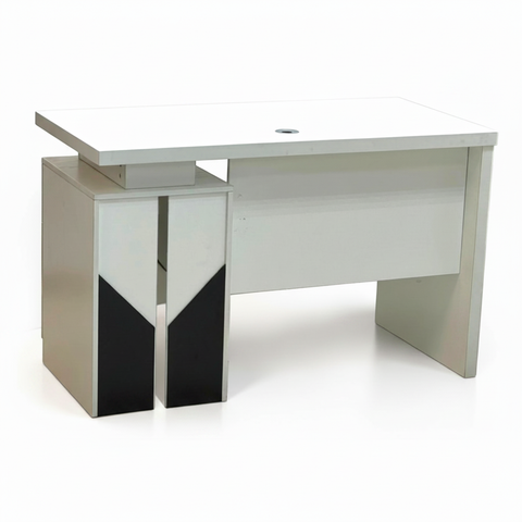 White Office Desk 120cm with Black Geometric Base – IH-L852-WHT Modern Work Desk UAE