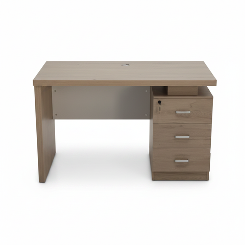 Office desk with 3-drawer lockable pedestal in taupe finish – home and office furniture Dubai UAE